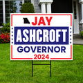 a yard sign that says jay ashcrott government