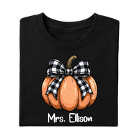 Teacher Halloween Shirt, Custom Halloween Teacher Shirt, Coquette Pumpkin Tee