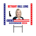 a political sign with a political image on it