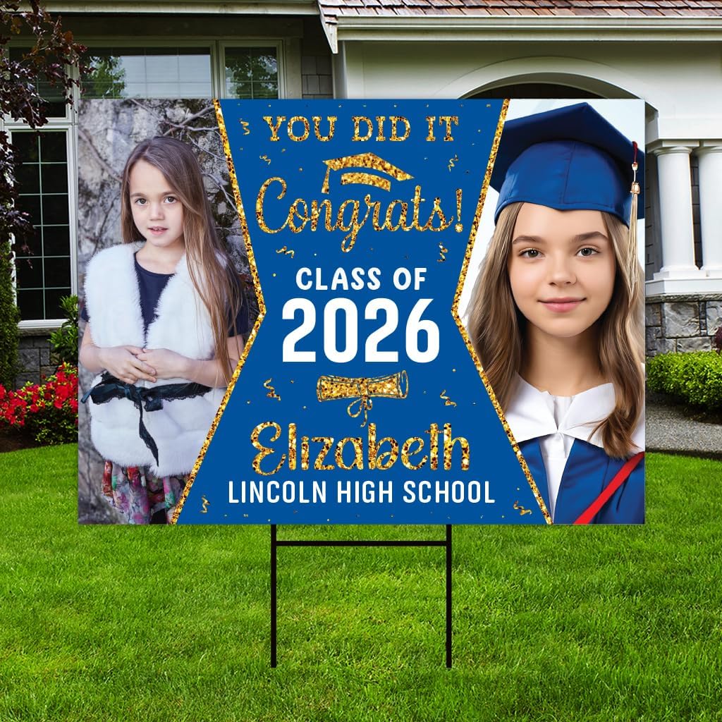 Personalized Graduation Yard Sign 2026 with Photo - Graduation Lawn Si ...