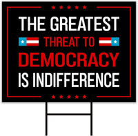 Save The Democracy Yard Sign - Resist Hate Lawn Sign, Anti-Trump Sign, Statue of Liberty, Resist Fascism Yard Sign with Metal H-Stake