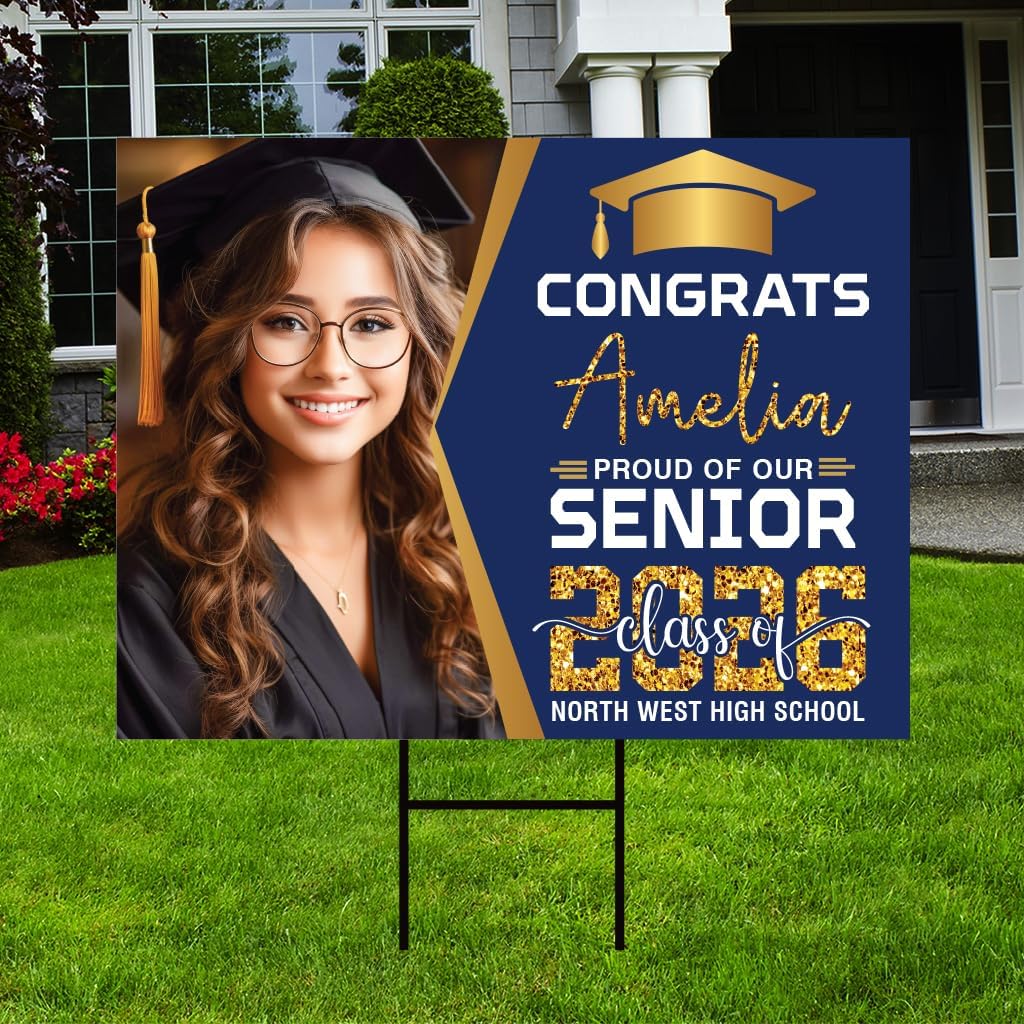 Personalized Graduation Yard Sign 2026 with Photo - Graduation Lawn Si ...