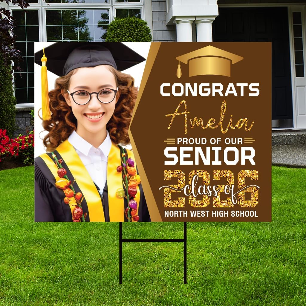 Personalized Graduation Yard Sign 2026 with Photo - Graduation Lawn Si ...