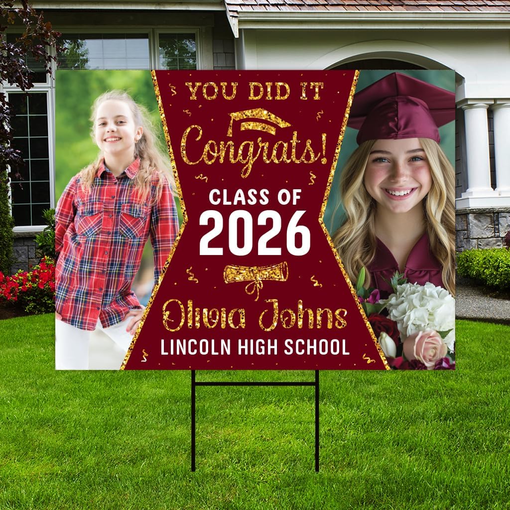 Personalized Graduation Yard Sign 2026 with Photo - Graduation Lawn Si ...