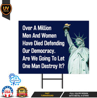 Save The Democracy Yard Sign - Resist Hate Lawn Sign, Anti-Trump Sign, Statue of Liberty, Resist Fascism Yard Sign with Metal H-Stake