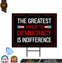 Save The Democracy Yard Sign - Resist Hate Lawn Sign, Anti-Trump Sign, Statue of Liberty, Resist Fascism Yard Sign with Metal H-Stake