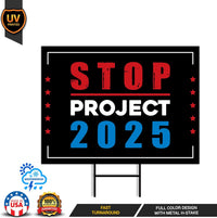 STOP Project 2025 Yard Sign - Resist Hate Lawn Sign, Anti-Trump, Statue of Liberty, Resist Fascism Yard Sign with Metal H-Stake