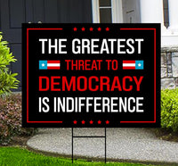 Save The Democracy Yard Sign - Resist Hate Lawn Sign, Anti-Trump Sign, Statue of Liberty, Resist Fascism Yard Sign with Metal H-Stake