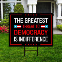 Save The Democracy Yard Sign - Resist Hate Lawn Sign, Anti-Trump Sign, Statue of Liberty, Resist Fascism Yard Sign with Metal H-Stake