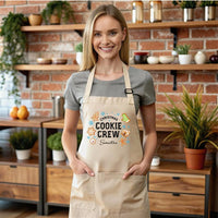Personalized Christmas Cookie Crew Apron, Adjustable Neck, Full-Length Custom Christmas Kitchen Apron with Pockets, Christmas Mom Gift