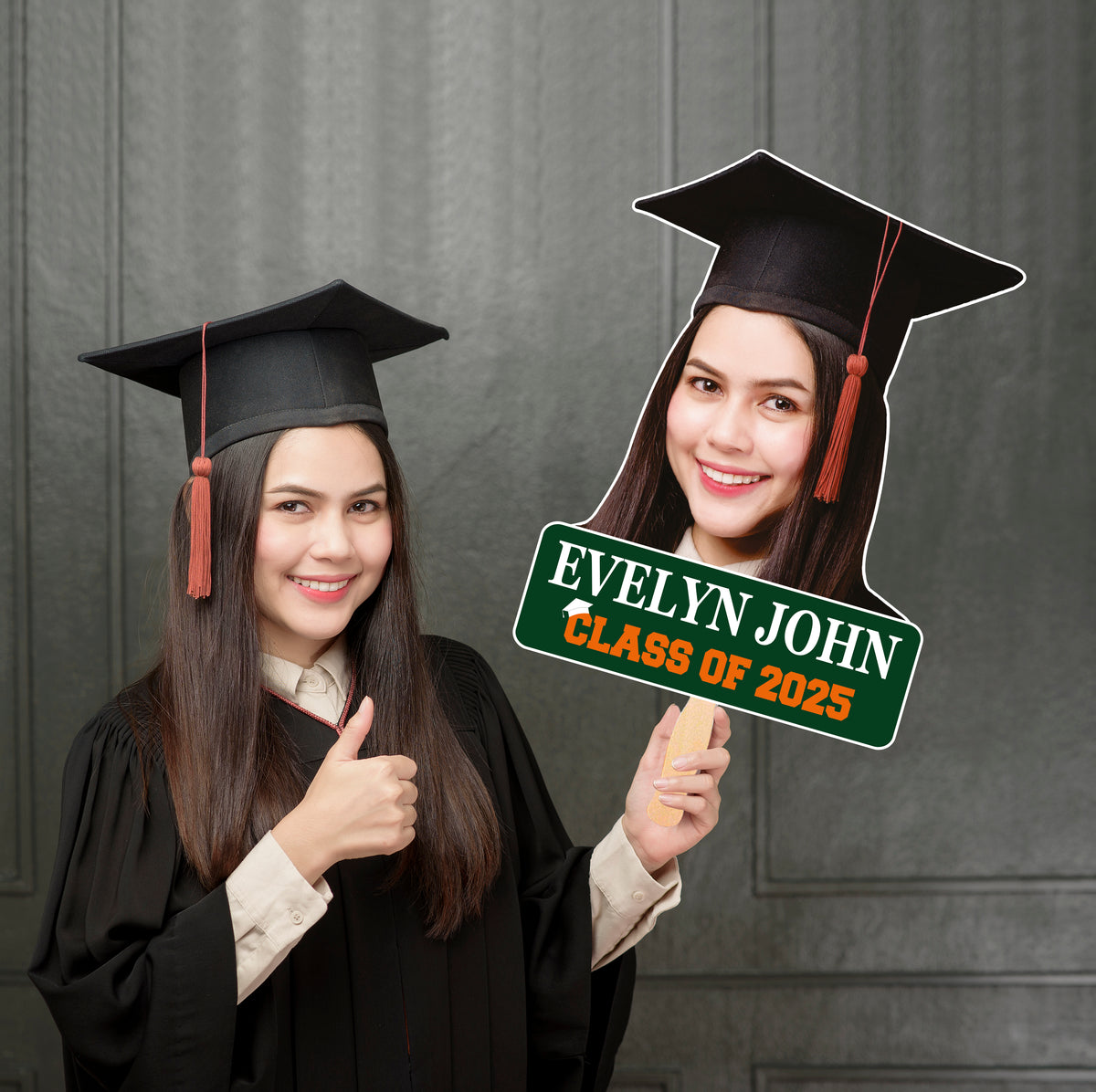 Custom Graduation Fans Custom Face Fans With Wooden Handle, Graduation Head, Grad Face Fans, Class Of 2025 Head Fans, Graduation Faces On A Stick 8 Grad Fans