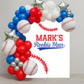 Personalized Baseball Theme Birthday Wall Decal, Custom Name Vinyl Sticker, First Birthday for Balloon Arch, Rookie Year Party Backdrop