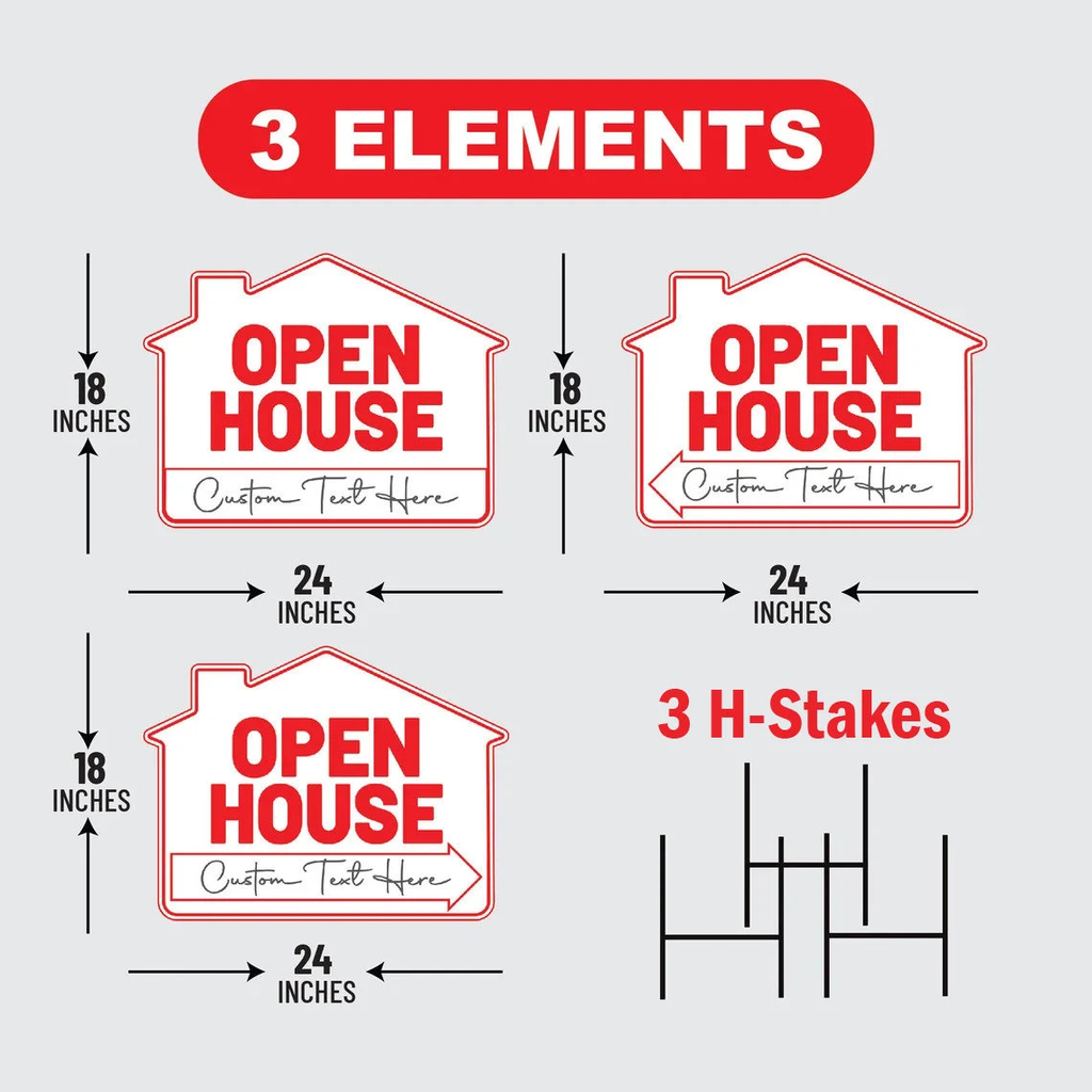 Custom Open House Yard Sign (3 Pack)