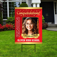 Personalized Graduation Yard Sign 2025 with Photo - Graduation Lawn Sign, Class of 2025, Custom Graduation 2025 Yard Sign with Metal H-Stake