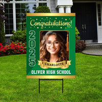 Personalized Graduation Yard Sign 2025 with Photo - Graduation Lawn Sign, Class of 2025, Custom Graduation 2025 Yard Sign with Metal H-Stake