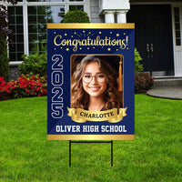 Personalized Graduation Yard Sign 2025 with Photo - Graduation Lawn Sign, Class of 2025, Custom Graduation 2025 Yard Sign with Metal H-Stake