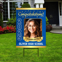 Personalized Graduation Yard Sign 2025 with Photo - Graduation Lawn Sign, Class of 2025, Custom Graduation 2025 Yard Sign with Metal H-Stake
