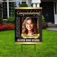 Personalized Graduation Yard Sign 2025 with Photo - Graduation Lawn Sign, Class of 2025, Custom Graduation 2025 Yard Sign with Metal H-Stake