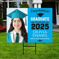 Personalized Graduation Yard Sign 2025 with Photo - Grad Sign, Class of 2025, Custom Graduation 2025 Yard Sign with Metal H-Stake
