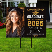 Personalized Graduation Yard Sign 2025 with Photo - Grad Sign, Class of 2025, Custom Graduation 2025 Yard Sign with Metal H-Stake