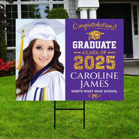 Personalized Graduation Yard Sign 2025 with Photo - Grad Sign, Class of 2025, Custom Graduation 2025 Yard Sign with Metal H-Stake