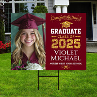 Personalized Graduation Yard Sign 2025 with Photo - Grad Sign, Class of 2025, Custom Graduation 2025 Yard Sign with Metal H-Stake