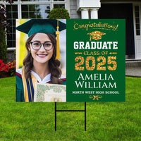 Personalized Graduation Yard Sign 2025 with Photo - Grad Sign, Class of 2025, Custom Graduation 2025 Yard Sign with Metal H-Stake