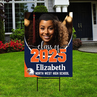 Personalized Graduation Yard Sign 2025 with Photo - Grad Sign, Class of 2025, Custom Graduation 2025 Yard Sign with Metal H-Stake