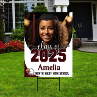 Personalized Graduation Yard Sign 2025 with Photo - Grad Sign, Class of 2025, Custom Graduation 2025 Yard Sign with Metal H-Stake
