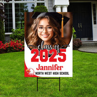 Personalized Graduation Yard Sign 2025 with Photo - Grad Sign, Class of 2025, Custom Graduation 2025 Yard Sign with Metal H-Stake