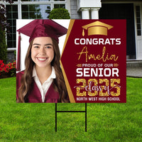 Personalized Graduation Yard Sign 2025 with Photo - Grad Sign, Class of 2025, Custom Graduation 2025 Yard Sign with Metal H-Stake