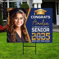 Personalized Graduation Yard Sign 2025 with Photo - Grad Sign, Class of 2025, Custom Graduation 2025 Yard Sign with Metal H-Stake