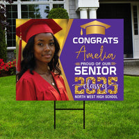 Personalized Graduation Yard Sign 2025 with Photo - Grad Sign, Class of 2025, Custom Graduation 2025 Yard Sign with Metal H-Stake