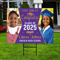 Personalized Graduation Yard Sign 2025 with Photo - Grad Sign, Class of 2025, Custom Graduation 2025 Yard Sign with Metal H-Stake