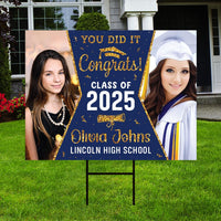 Personalized Graduation Yard Sign 2025 with Photo - Grad Sign, Class of 2025, Custom Graduation 2025 Yard Sign with Metal H-Stake