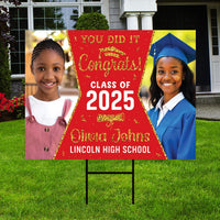 Personalized Graduation Yard Sign 2025 with Photo - Grad Sign, Class of 2025, Custom Graduation 2025 Yard Sign with Metal H-Stake