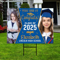 Personalized Graduation Yard Sign 2025 with Photo - Grad Sign, Class of 2025, Custom Graduation 2025 Yard Sign with Metal H-Stake