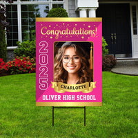 Personalized Graduation Yard Sign 2025 with Photo - Graduation Lawn Sign, Class of 2025, Custom Graduation 2025 Yard Sign with Metal H-Stake