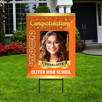 Personalized Graduation Yard Sign 2025 with Photo - Graduation Lawn Sign, Class of 2025, Custom Graduation 2025 Yard Sign with Metal H-Stake
