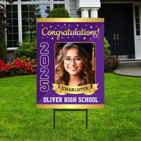 Personalized Graduation Yard Sign 2025 with Photo - Graduation Lawn Sign, Class of 2025, Custom Graduation 2025 Yard Sign with Metal H-Stake