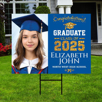 Personalized Graduation Yard Sign 2025 with Photo - Grad Sign, Class of 2025, Custom Graduation 2025 Yard Sign with Metal H-Stake