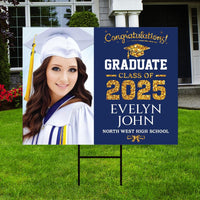 Personalized Graduation Yard Sign 2025 with Photo - Grad Sign, Class of 2025, Custom Graduation 2025 Yard Sign with Metal H-Stake