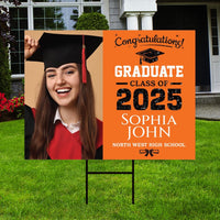 Personalized Graduation Yard Sign 2025 with Photo - Grad Sign, Class of 2025, Custom Graduation 2025 Yard Sign with Metal H-Stake