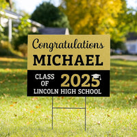 Personalized Graduation Yard Sign 2025 - Coroplast Grad Sign Class of 2025 Graduate Sign Custom Graduation 2025 Yard Sign with Metal H-Stake