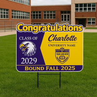 Personalized College Bound Future Yard Sign, College Logo Sign, Custom Graduate College University Bound Future Yard Sign with Metal H-Stake