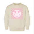 Pink Smiley Face Onesie, Baby Bodysuit, Baby Shirt, Toddler Sweatshirt, Retro Happy Summer Outfit, Cute Baby Girl Gift, Groovy Sunshine Look