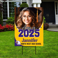 Personalized Graduation Yard Sign 2025 with Photo - Grad Sign, Class of 2025, Custom Graduation 2025 Yard Sign with Metal H-Stake