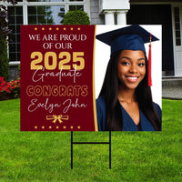 Personalized Graduation Yard Sign 2025 with Photo - Grad Sign, Class of 2025, Custom Graduation 2025 Yard Sign with Metal H-Stake