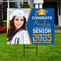 Personalized Graduation Yard Sign 2025 with Photo - Grad Sign, Class of 2025, Custom Graduation 2025 Yard Sign with Metal H-Stake