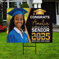 Personalized Graduation Yard Sign 2025 with Photo - Grad Sign, Class of 2025, Custom Graduation 2025 Yard Sign with Metal H-Stake